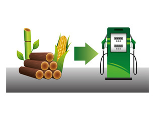 Poster - energy fuel pump with ecology options vector illustration design