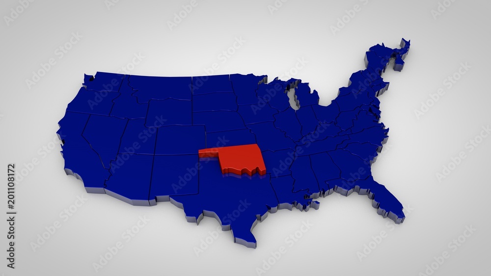 usa map with oklahoma map highlited 3d render Stock Illustration ...