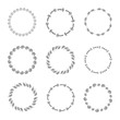 © flowersonthemoon - Hand drawn doodle wreath set. Collection of cute round frames for posters, cards and invitations