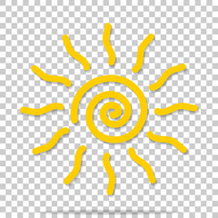 Wall Mural - Vector icon sun on transparent background