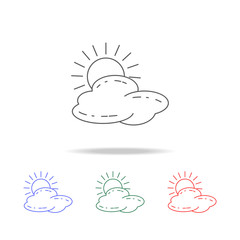 Poster - the sun behind the clouds icon. Elements of camping multi colored icons. Premium quality graphic design icon. Simple icon for websites, web design; mobile app, info graphics