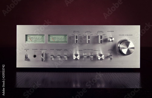 Fotomural Vintage Stereo Amplifier Frontal Panel with VU meters