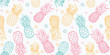 Colorful pineapples vector seamless pattern. Great as a textile print, party invitation or packaging. Surface pattern design.