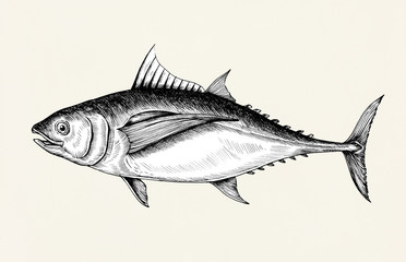 Poster - Hand drawn tuna fish