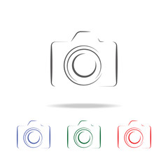 Poster - Photo camera silhouette logo icon. Elements of photo camera in multi colored icons. Premium quality graphic design icon. Simple icon for websites, web design, mobile app