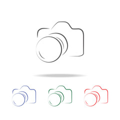 Poster - Photo camera silhouette logo icon. Elements of photo camera in multi colored icons. Premium quality graphic design icon. Simple icon for websites, web design, mobile app