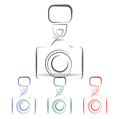 Photo camera silhouette logo icon. Elements of photo camera in multi colored icons. Premium quality graphic design icon. Simple icon for websites, web design, mobile app