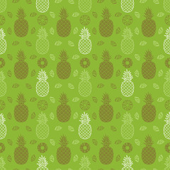 Wall Mural - Pineapple fruits seamless summer pattern background vector format