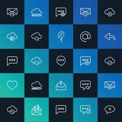 Poster - Modern Simple Set of cloud and networking, chat and messenger, email Vector outline Icons. ..Contains such Icons as  remove and more on dark and gradient background. Fully Editable. Pixel Perfect.