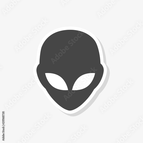 Alien head sticker, Extraterrestrial alien face, simple vector icon
