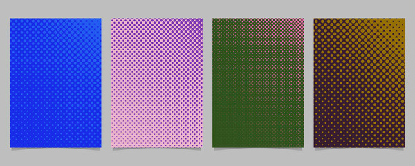Poster - Geometrical halftone dot pattern brochure template set - vector page background graphic designs with colored circles