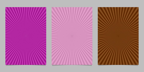 Poster - Abstract colored ray burst pattern brochure background set - vector design