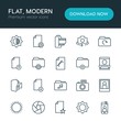 © djvectors - Modern Simple Set of folder, video, photos, files Vector outline Icons. ..Contains such Icons as  shot,  mobile,  landscape,  camera,  file and more on white background. Fully Editable. Pixel Perfect