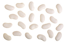 White Kidney Beans Isolated On White Background Close Up. Top View