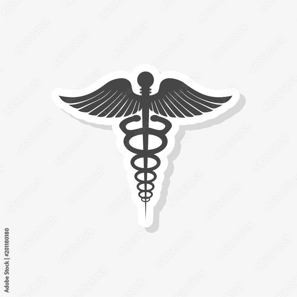 Caduceus sign sticker, simple vector icon Stock Vector | Adobe Stock
