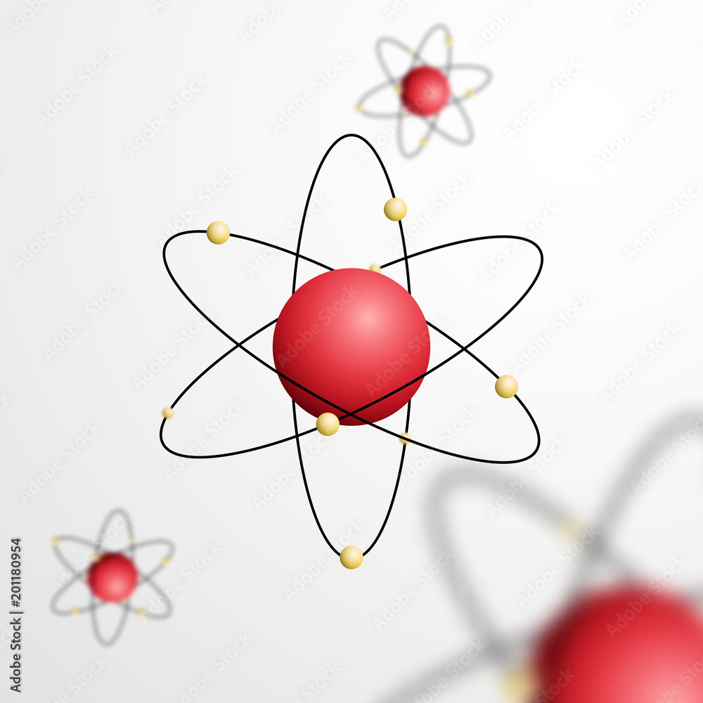 Abstract atom with core and orbits with electrons. Vector illustration ...