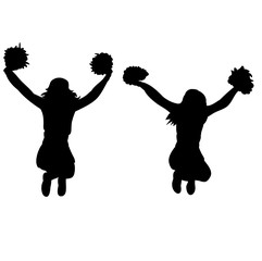 Sticker - vector, isolated silhouette of girl icon, cheerleader team