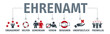 Banner Ehrenamt Vektor Illustration mit icons