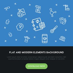  science, education outline vector icons and elements background concept on blue background...Multipurpose use on websites, presentations, brochures and more