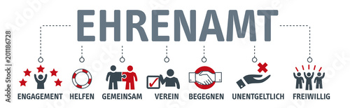 Cuadros en Lienzo Banner Ehrenamt Vektor Illustration mit icons