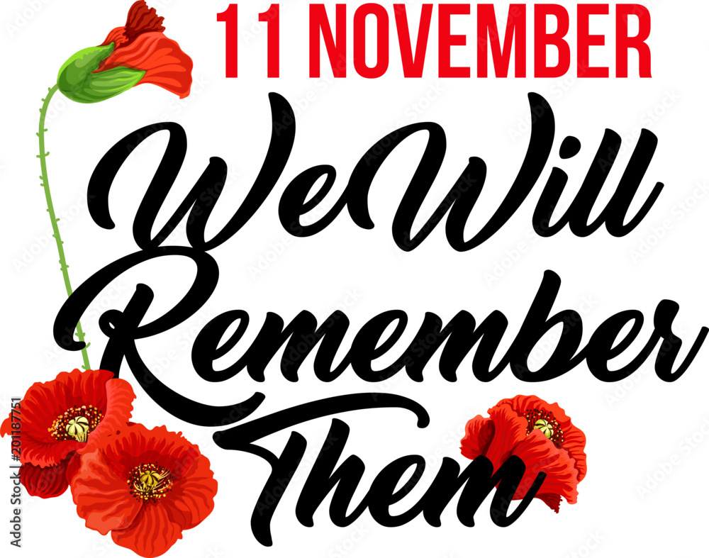Vector card for Remembrance day - obrazy, fototapety, plakaty 