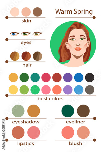 stock vector seasonal color analysis palette for warm spring