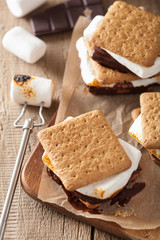 Wall Mural - homemade marshmallow s'mores with chocolate on crackers