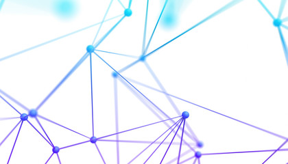 Poster - Abstract 3d rendering of network concept. Modern background. Futuristic shape with spheres and lines. Design for poster, cover, branding, banner, placard.