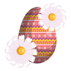 Sticker - egg paint with flowers easter decoration vector illustration design