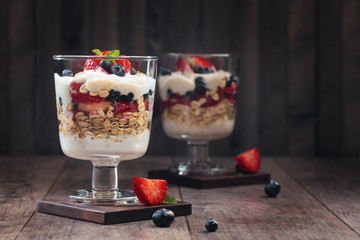 Wall Mural - Healthy yogurt parfait.