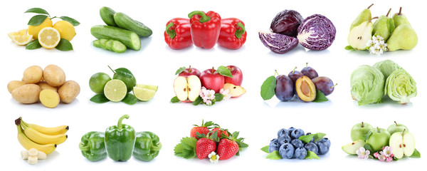  Kolekcja owoców i warzyw pojedyncze jabłka truskawki cytryny kolory owoców