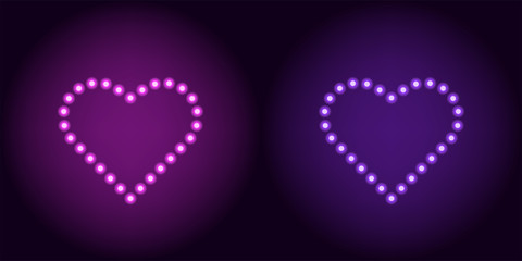 Wall Mural - Neon dot heart in purple and violet color