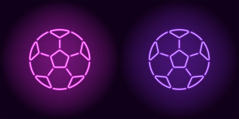 Wall Mural - Neon football ball in purple and violet color