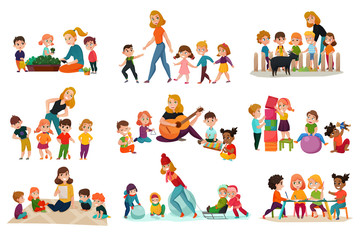 kindergarten icons set