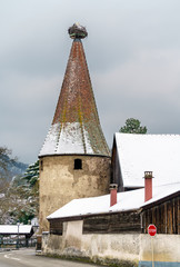 Poster - Tower in Ribeauville, a town at the foot of the Vosges Mountains. Alsace, France