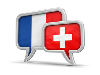 Poster - Speech bubbles with flags. Image with clipping path