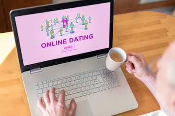 Wall Mural - Online dating concept on a laptop