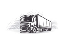 Illustration of a truck and abstract background. Vector. 