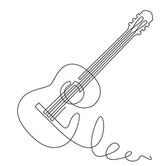 Leinwandbilder - continuous line drawing of acoustic guitar vector. Musical instrument for decoration, design, invitation jazz festival, music shop.