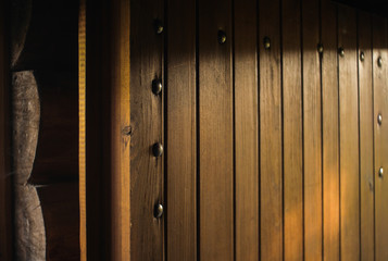 detail of a wooden cabin doors