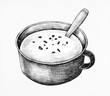 Hand-drawn cream soup