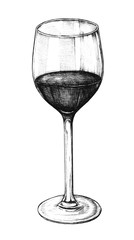 Wall Mural - Hand drawn red wine glass