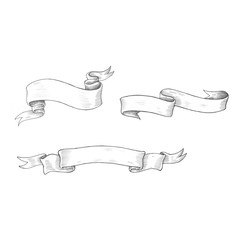 hand drawn ribbon isolated on background