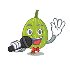 Poster - Singing gooseberry mascot cartoon style