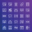 © djvectors - Modern Simple Set of chat and messenger, video, photos, email Vector outline Icons. ..Contains such Icons as  message,  theater,  design and more on gradient background. Fully Editable. Pixel Perfect.