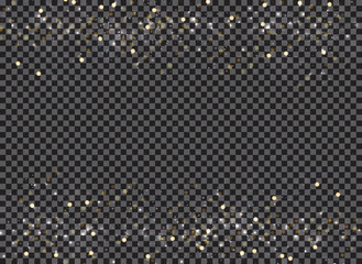 Wall Mural - Abstract bokeh and gold glitter header footers on transparent background.