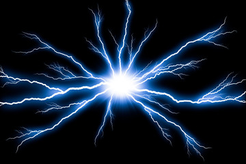 electricity lightning flash thunder isolated on black background