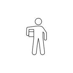 Poster - a man with a box carries a box icon. Element of man carries a box illustration. Premium quality graphic design icon. Signs and symbols collection icon for websites