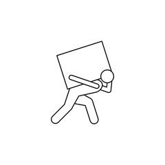 Poster - the person is assiduous on his back carrying a box icon. Element of man carries a box illustration. Premium quality graphic design icon. Signs and symbols collection icon