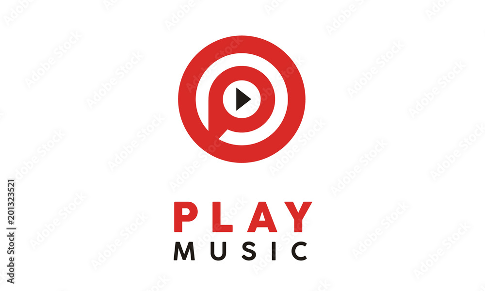 Letter Initial P Play Music Video, Media Player app button icon logo ...
